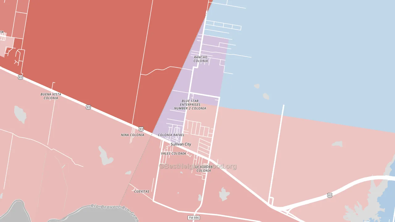78595, TX block-group political-lean map