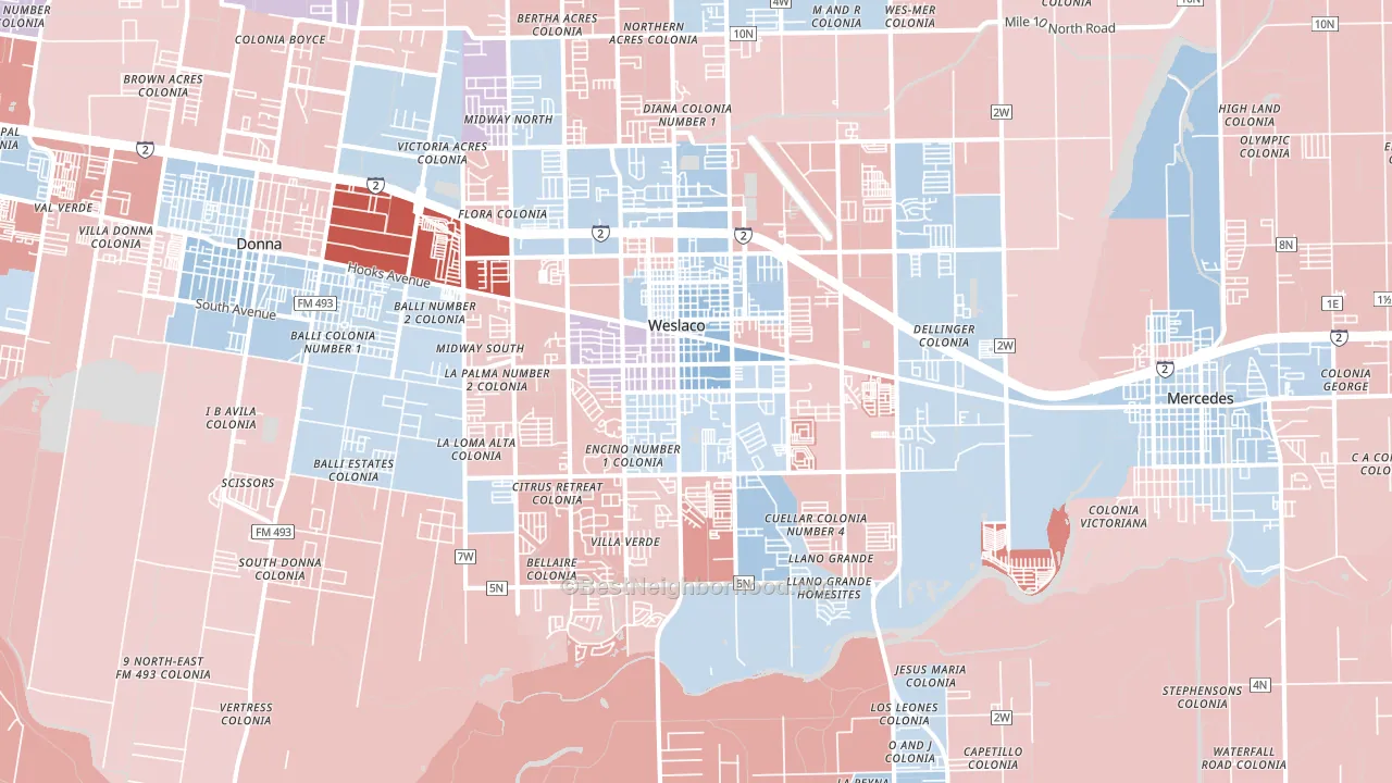 78596, TX block-group political-lean map