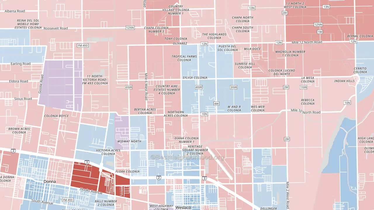 78599, TX block-group political-lean map