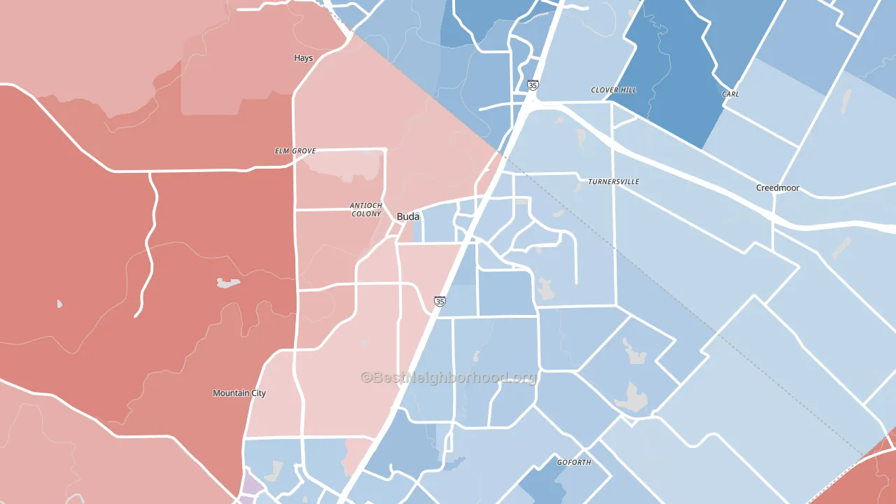78610, TX block-group political-lean map