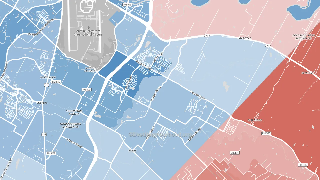 78617, TX block-group political-lean map