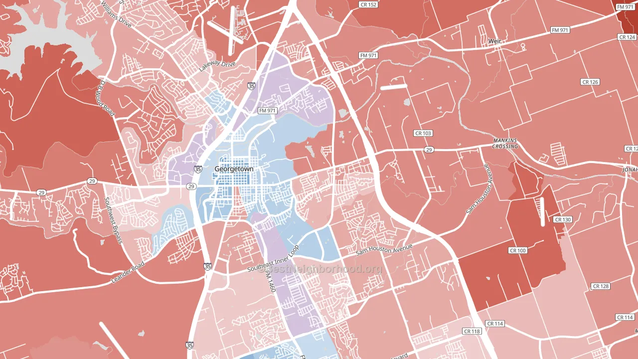 78626, TX block-group political-lean map