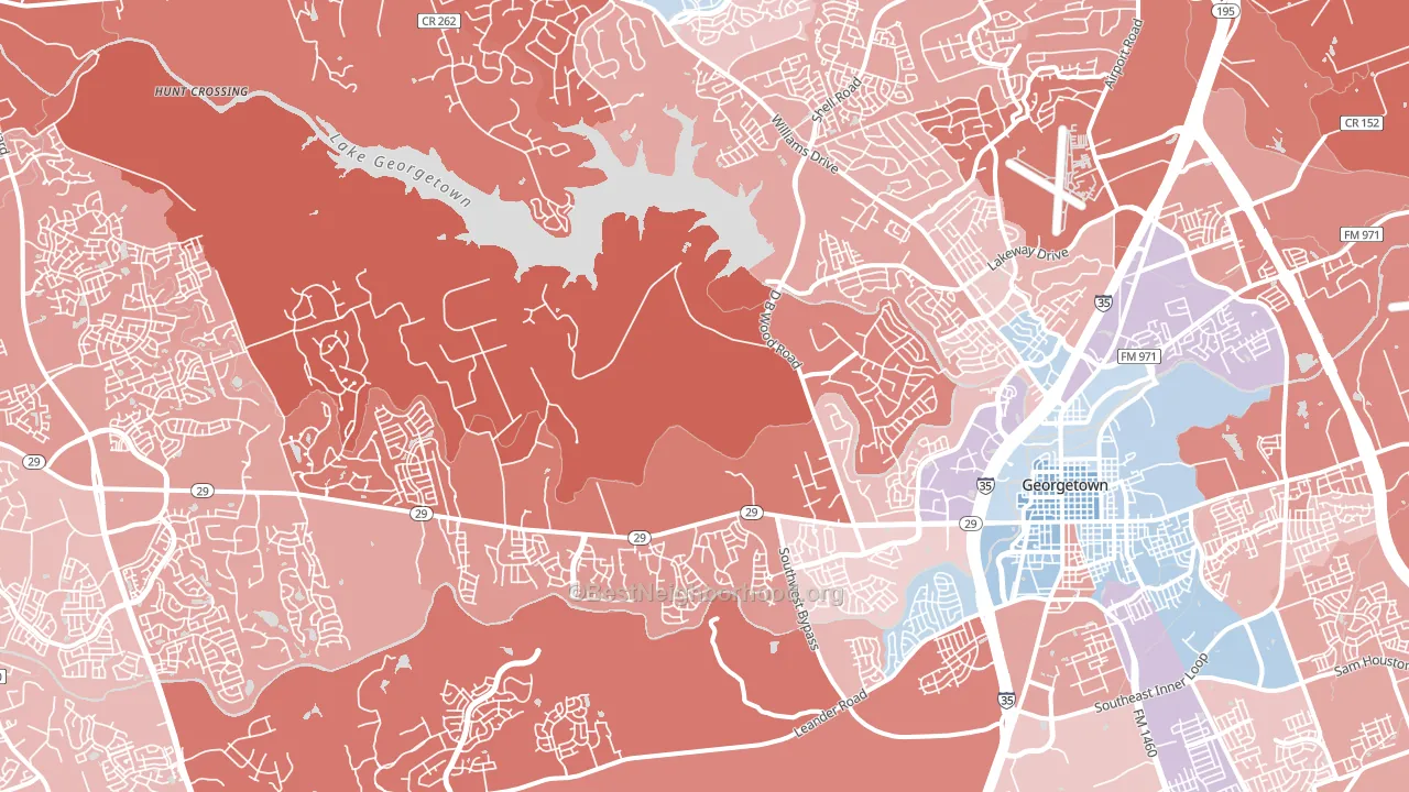 78628, TX block-group political-lean map