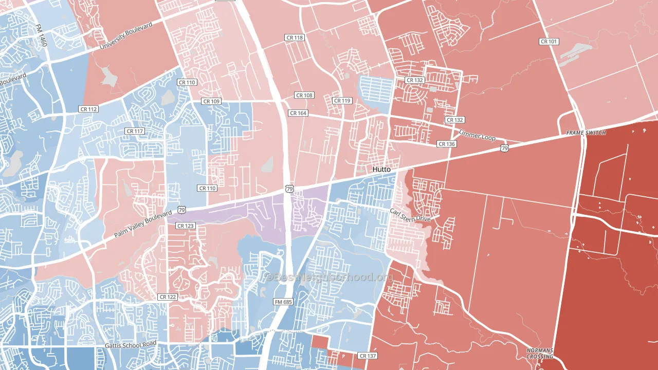 78634, TX block-group political-lean map