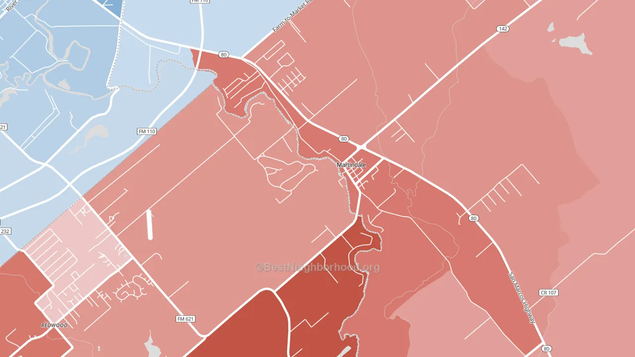 78655, TX block-group political-lean map