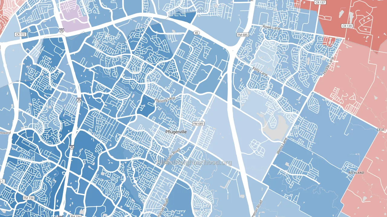 78660, TX block-group political-lean map