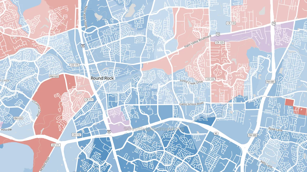 78664, TX block-group political-lean map