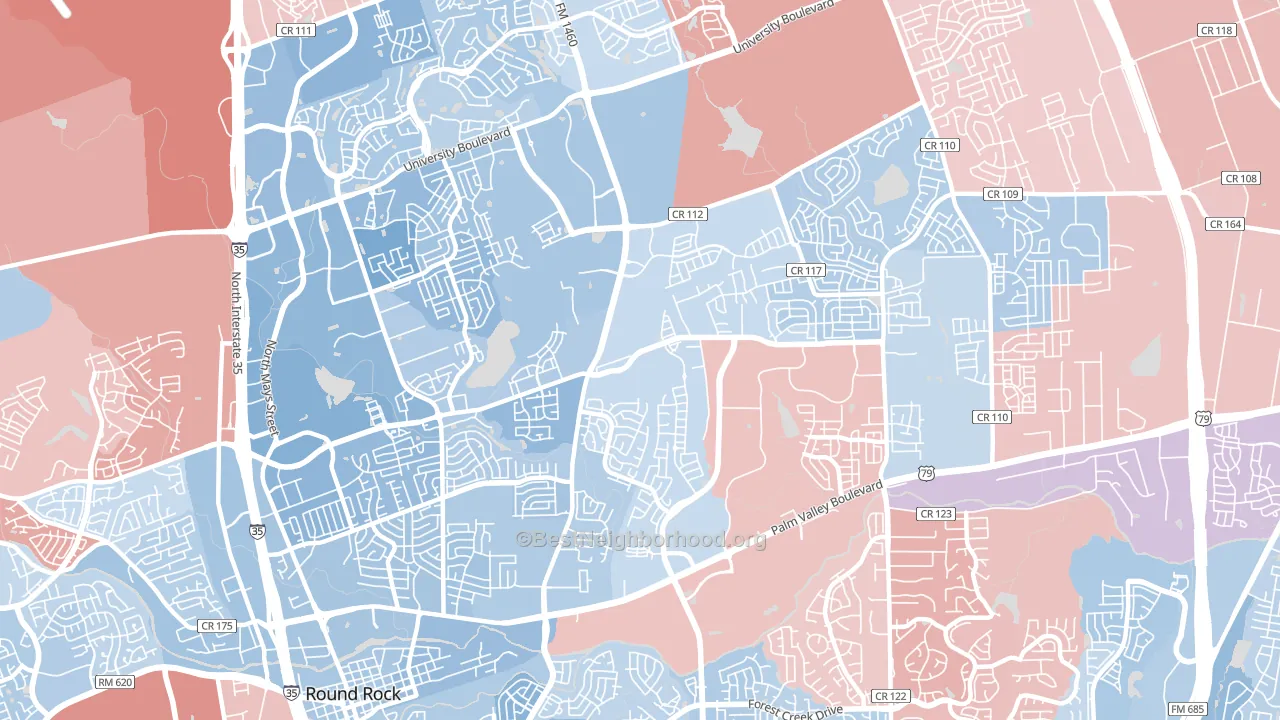 78665, TX block-group political-lean map