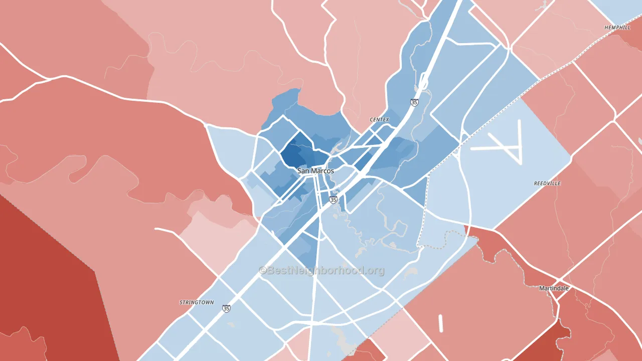 78666, TX block-group political-lean map