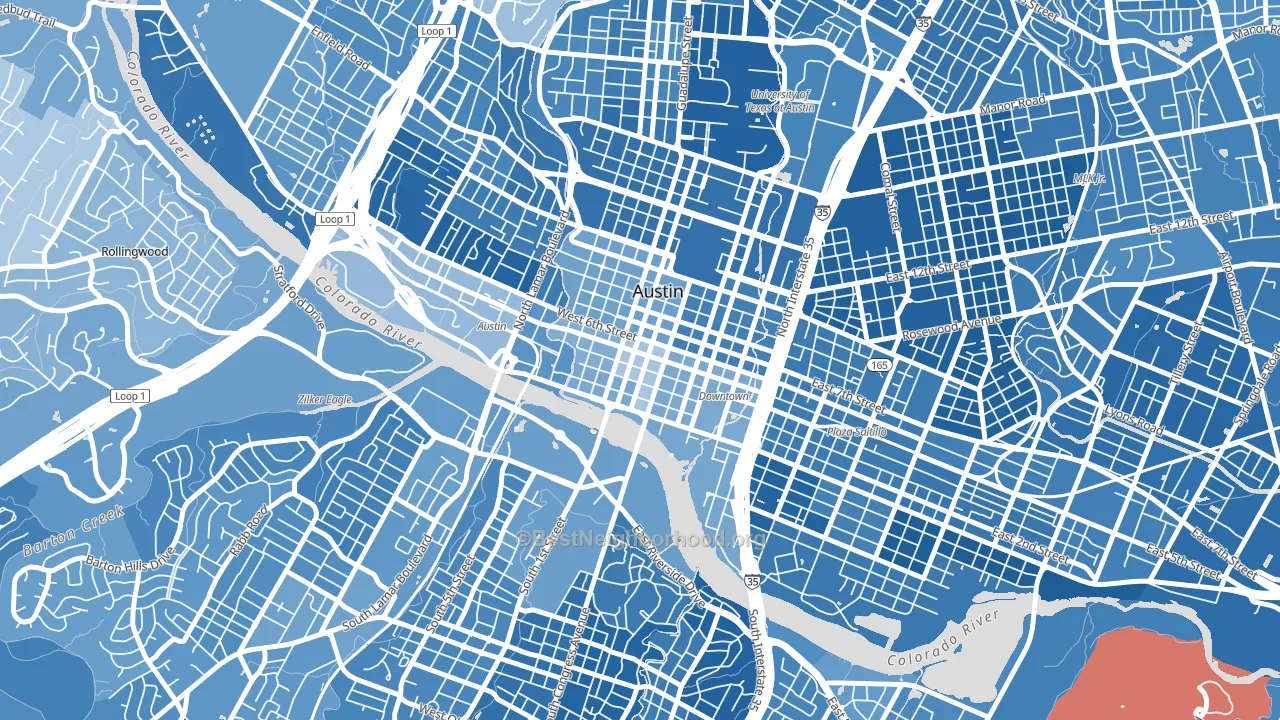 78701, TX block-group political-lean map