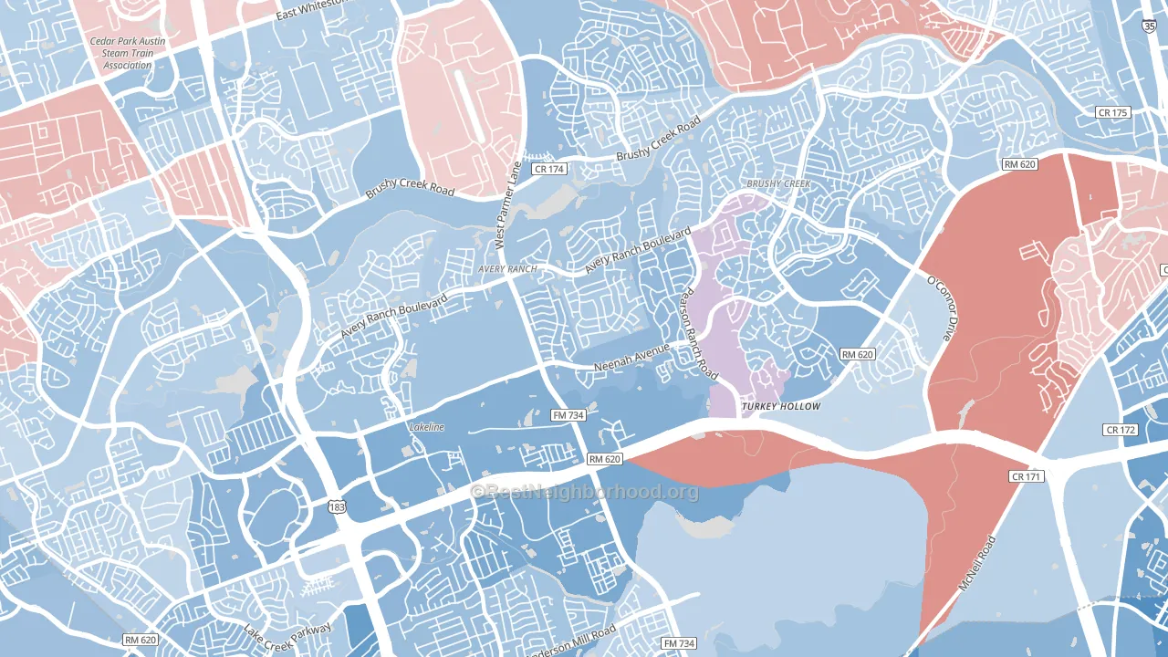 78717, TX block-group political-lean map