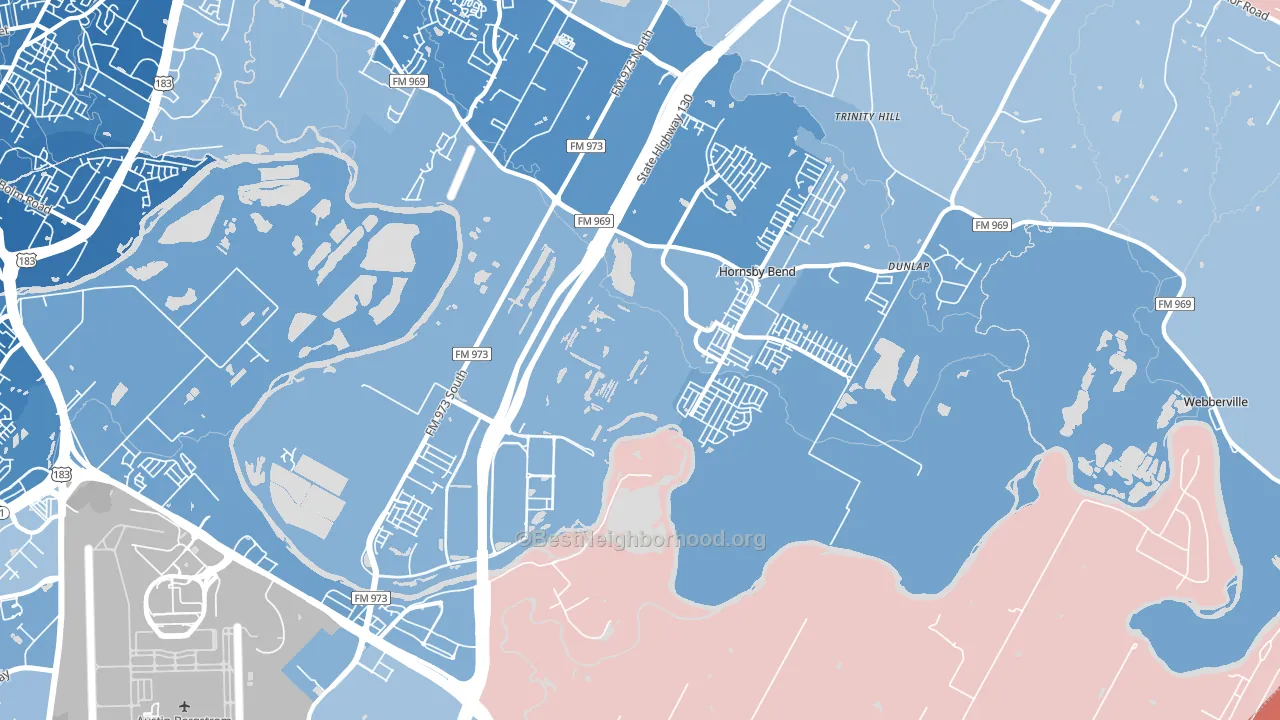 78725, TX block-group political-lean map