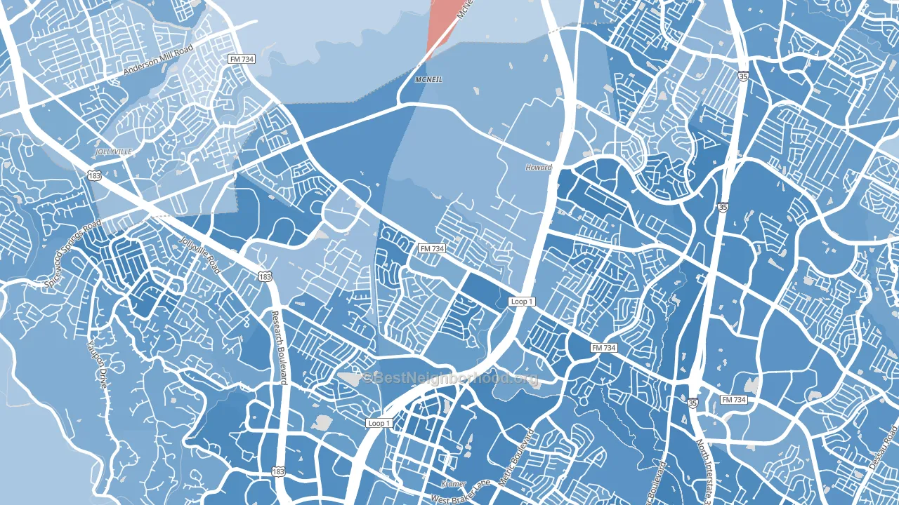 78727, TX block-group political-lean map