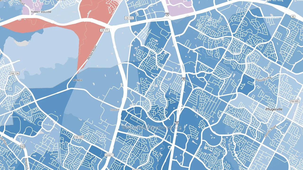 78728, TX block-group political-lean map