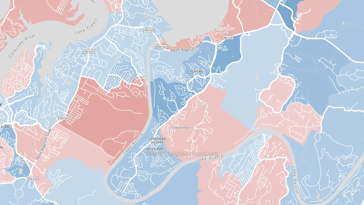 78732, TX block-group political-lean map
