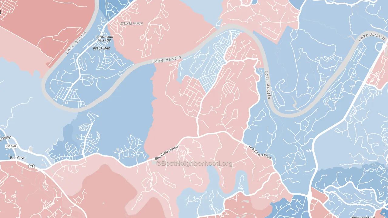 78733, TX block-group political-lean map