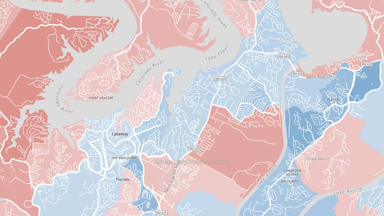 78734, TX block-group political-lean map