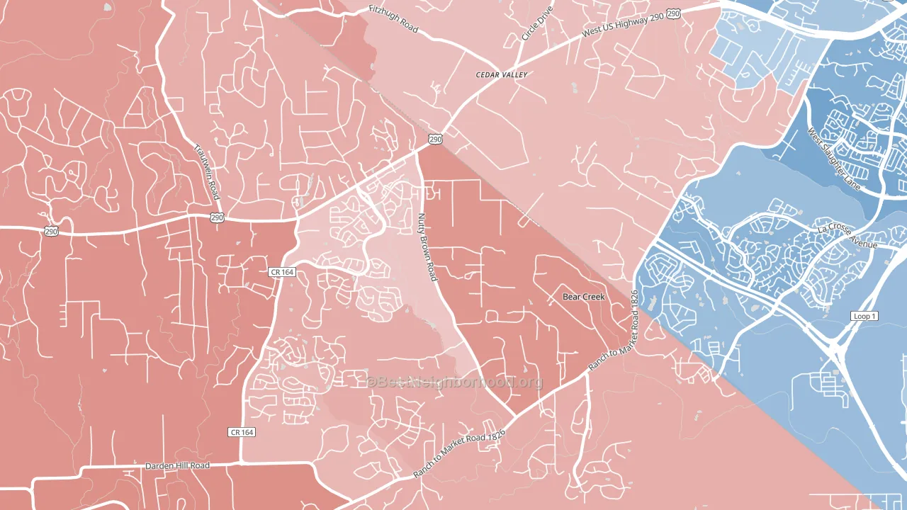 78737, TX block-group political-lean map