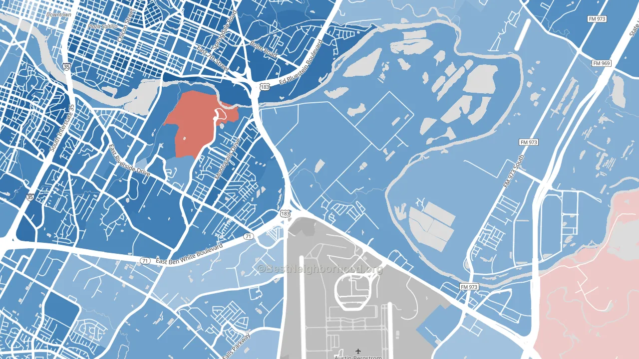 78742, TX block-group political-lean map