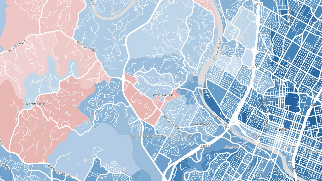 78746, TX block-group political-lean map