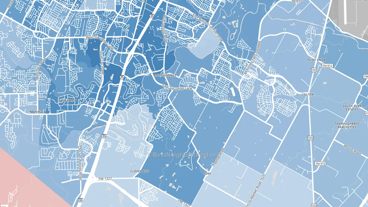 78747, TX block-group political-lean map
