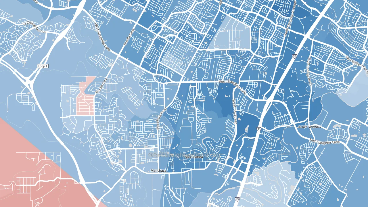 78748, TX block-group political-lean map