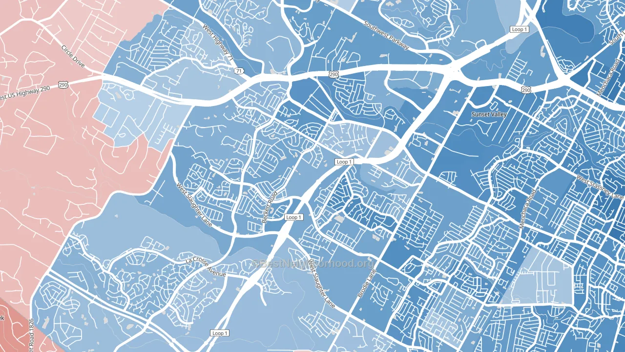 78749, TX block-group political-lean map
