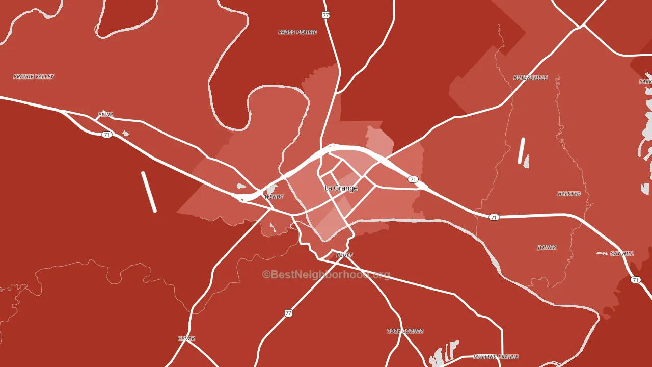 78945, TX block-group political-lean map