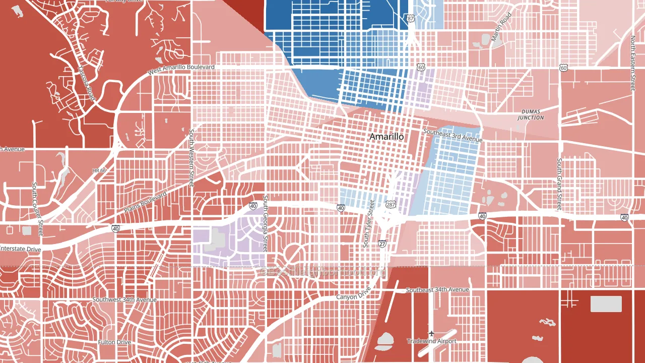 79102, TX block-group political-lean map