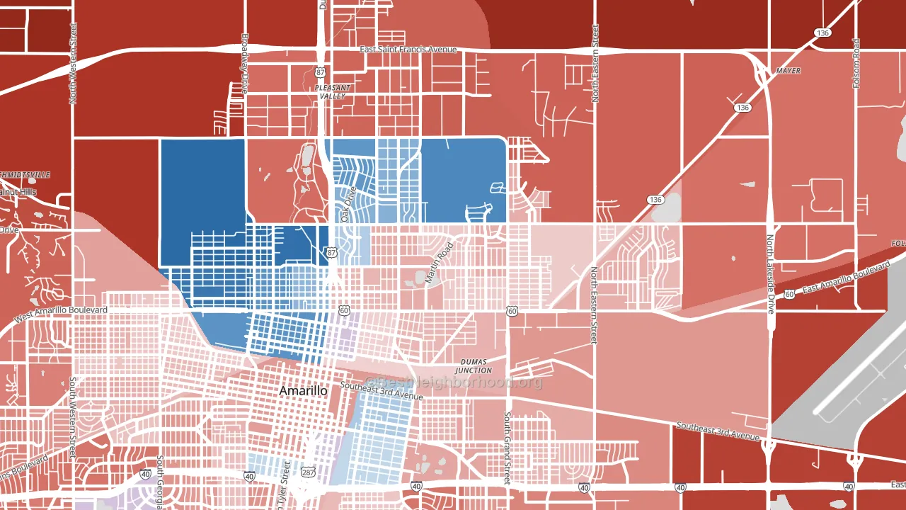 79107, TX block-group political-lean map