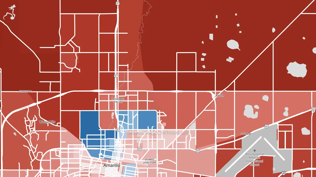 79108, TX block-group political-lean map