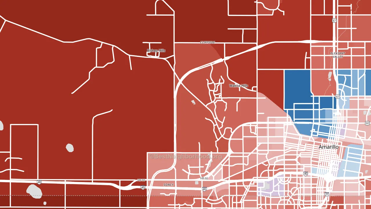 79124, TX block-group political-lean map