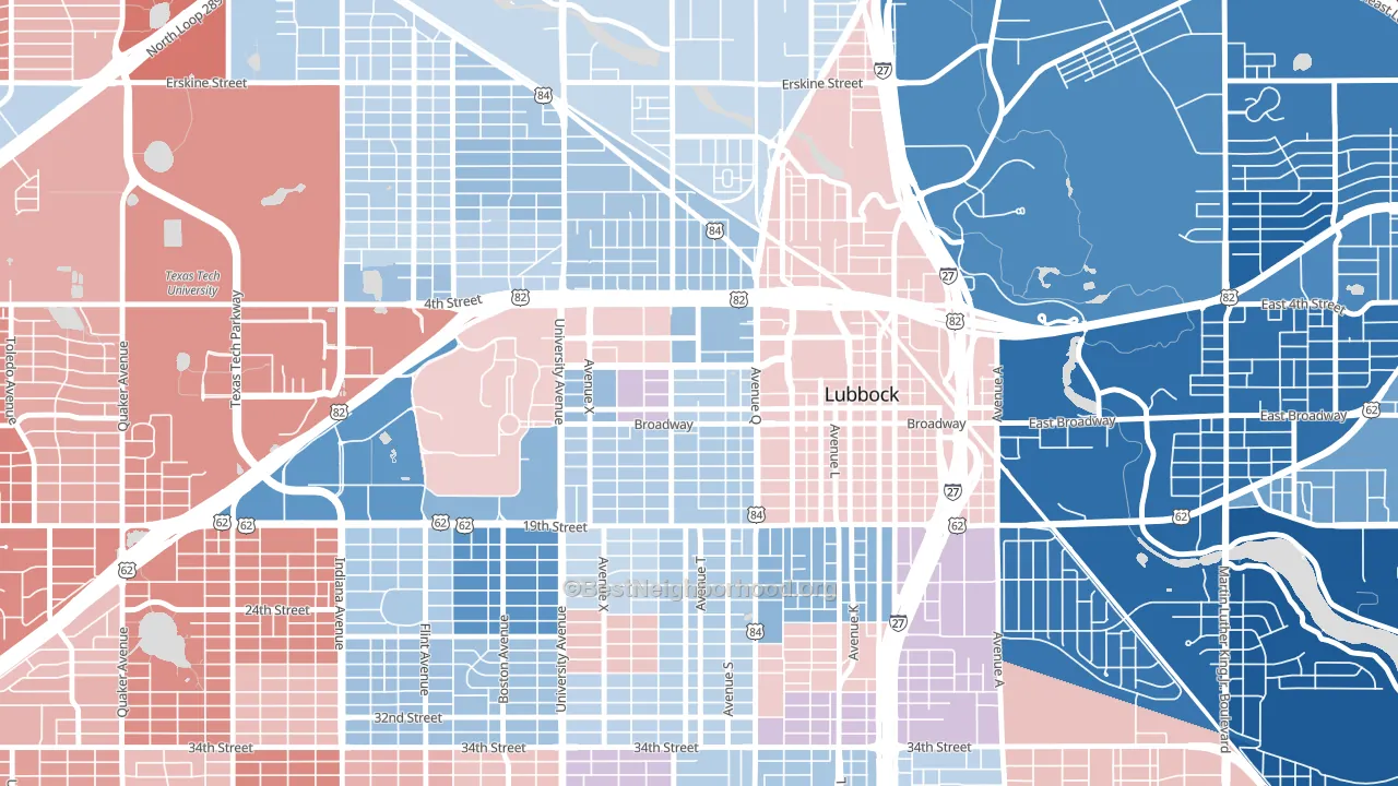79401, TX block-group political-lean map