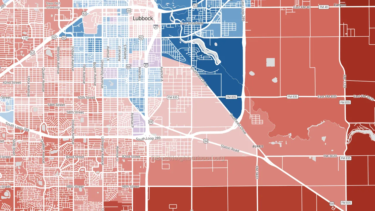 79404, TX block-group political-lean map