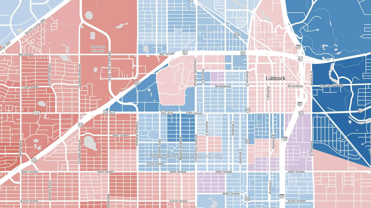 79409, TX block-group political-lean map