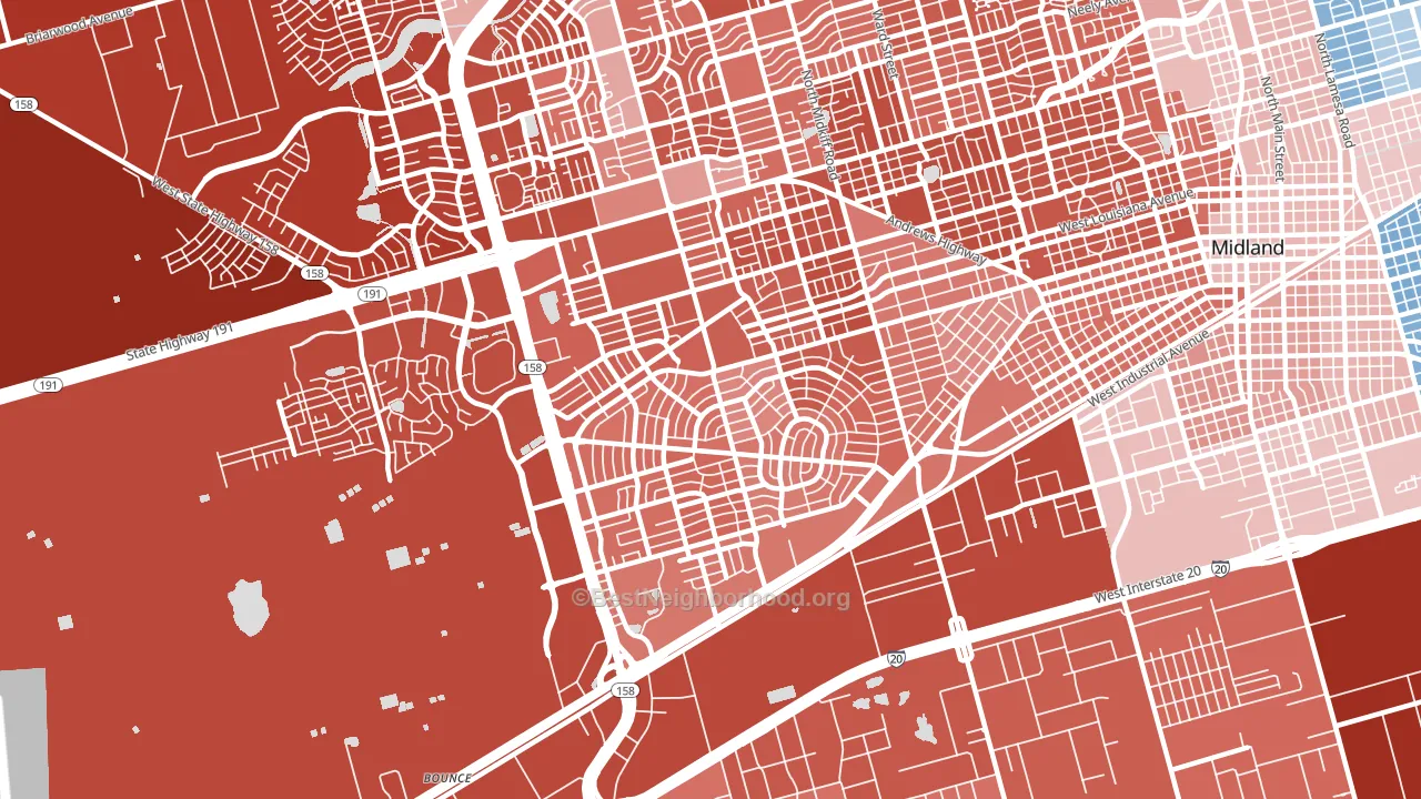 79703, TX block-group political-lean map