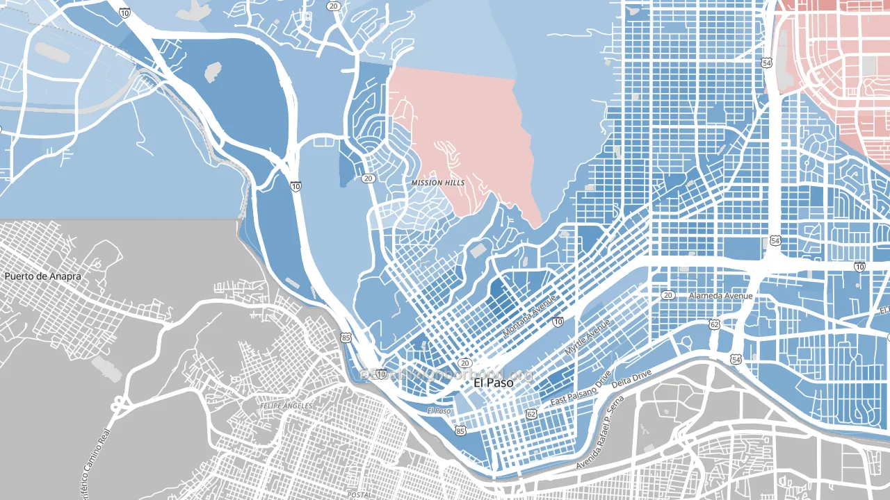 79902, TX block-group political-lean map