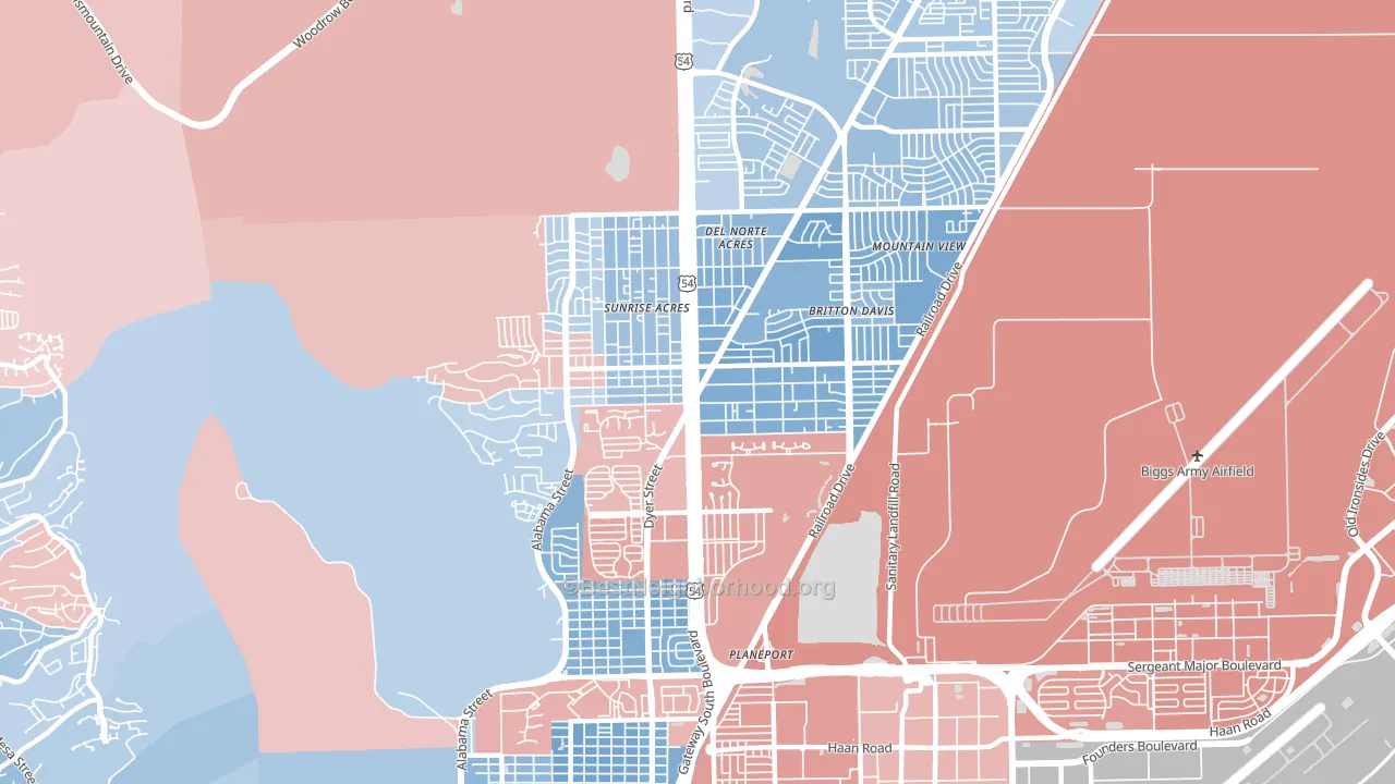 79904, TX block-group political-lean map