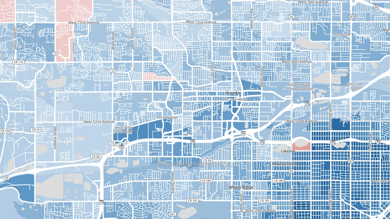 80002, CO block-group political-lean map