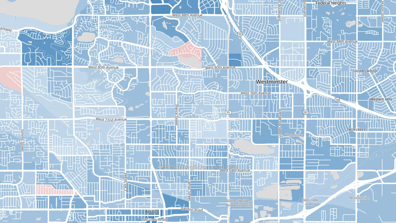 80003, CO block-group political-lean map