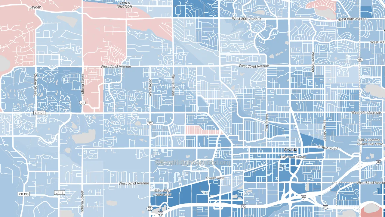 80004, CO block-group political-lean map