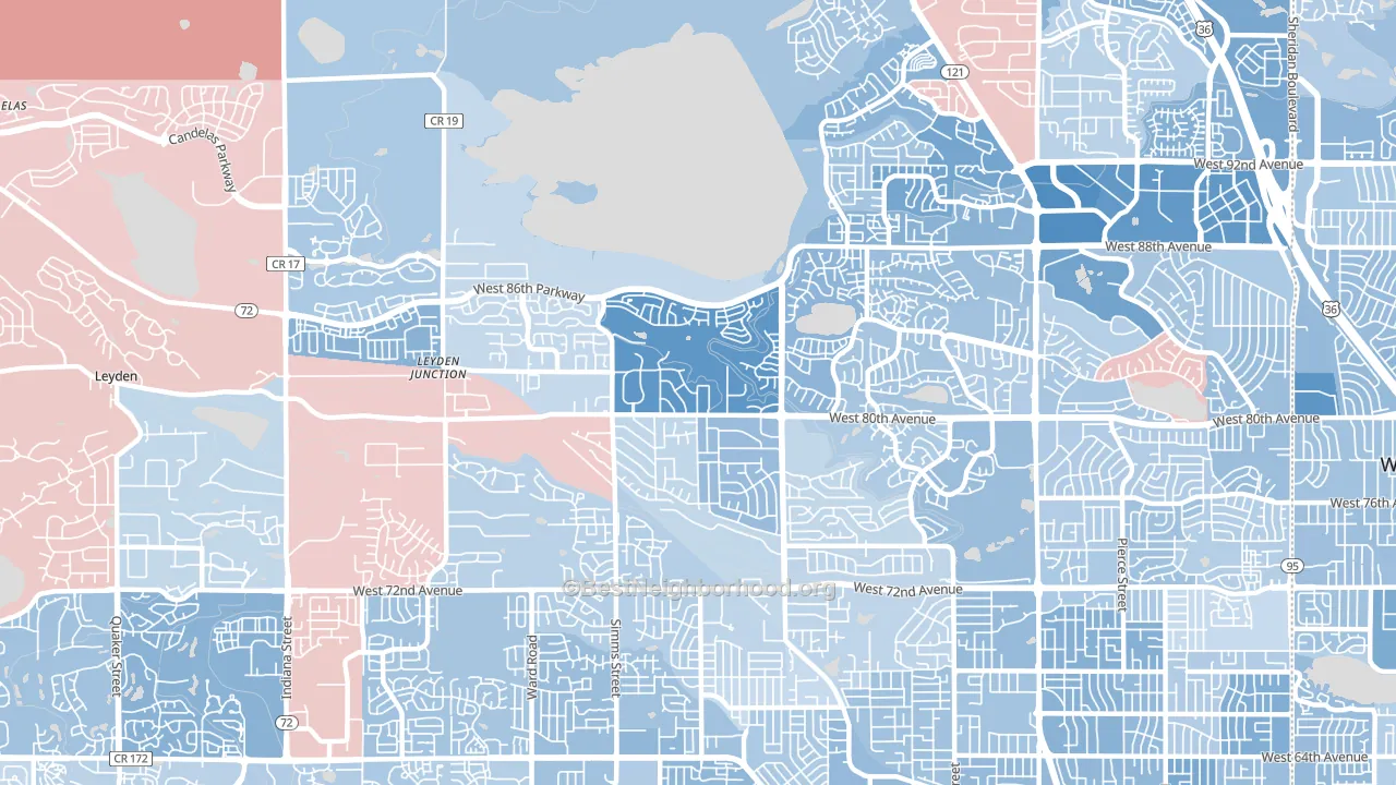 80005, CO block-group political-lean map