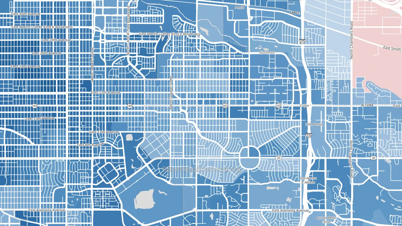 80010, CO block-group political-lean map