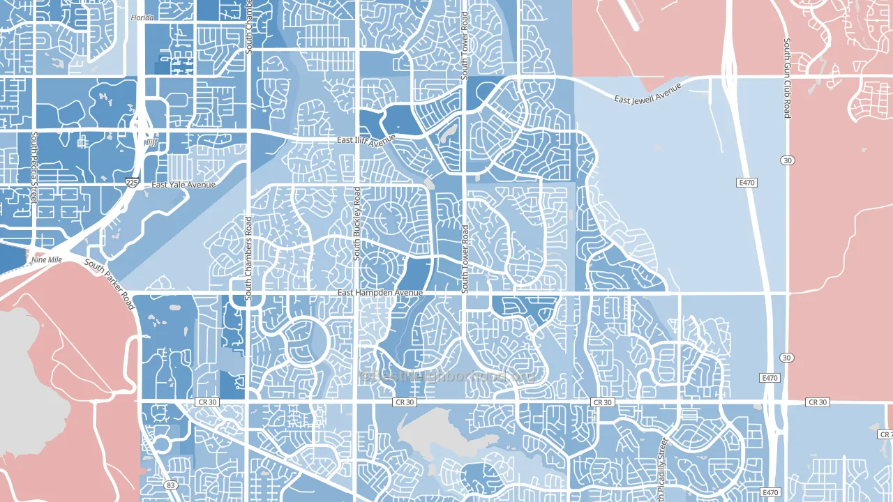 80013, CO block-group political-lean map