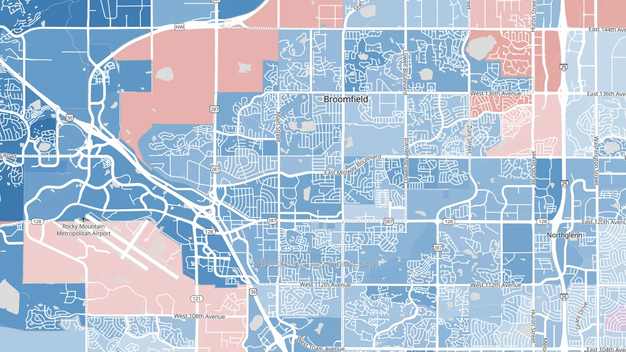 80020, CO block-group political-lean map