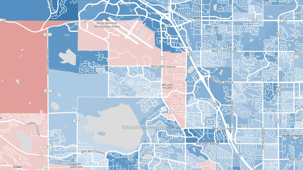 80021, CO block-group political-lean map