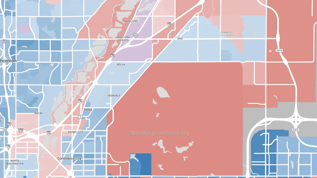 80022, CO block-group political-lean map