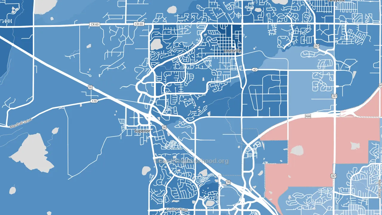 80027, CO block-group political-lean map