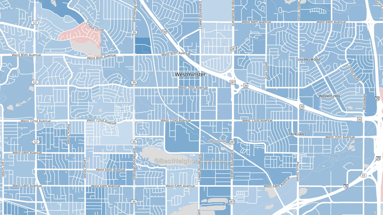 80030, CO block-group political-lean map