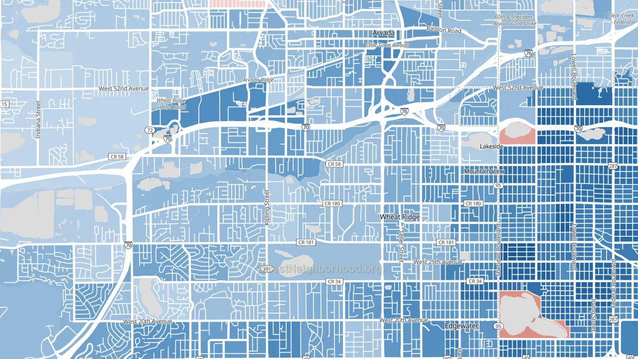 80033, CO block-group political-lean map